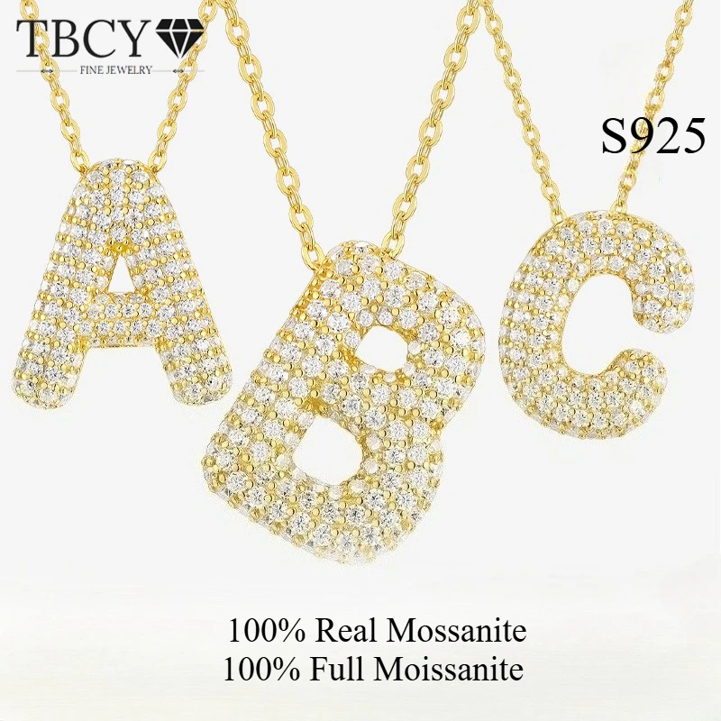 

Ожерелье с крупной буквой из муассанита цвета D TBCYD для женщин и мужчин, серебро 925 пробы, позолоченное, с именем, сертификат GRA, подарок для пары
