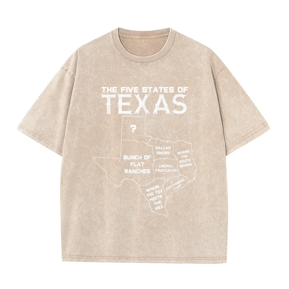 Short Sleeve T-Shirt Men Five States Of Texas Retro Maps Dallas Houston Austin Camiseta Personalizada S To 5xl Graphic Tee Cool