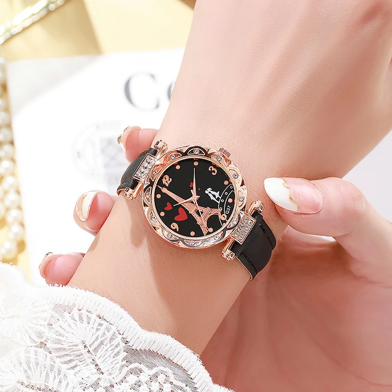 Women Luxury Watch Pu Leather Strap Quartz Crystal Wristwatch Watch Couples Romantic Business Casual Watch Fashion Accessories