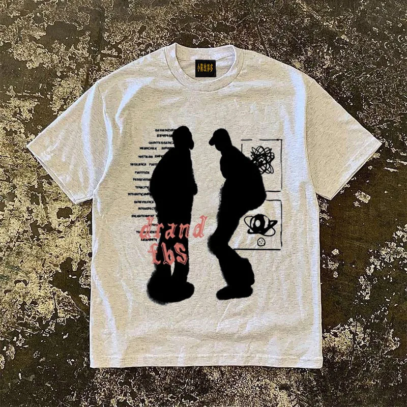 Pure Cotton Short Sleeve T-Shirt Double Thread Loose Fit Male American Retro Style Heavyweight Couple's Casual Breathable Tee