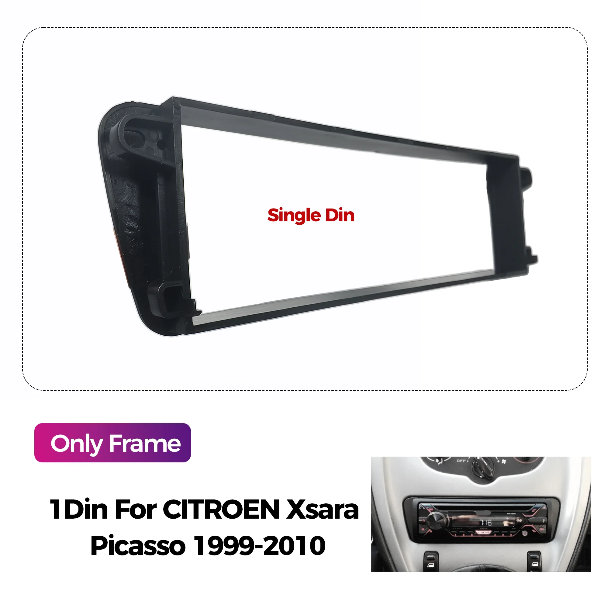 1Din راديو السيارة اللفافة لسيتروين كسارا بيكاسو 1999 2000-2009 2010 ستيريو داش CD تركيب مجموعة إطارات الدين واحد