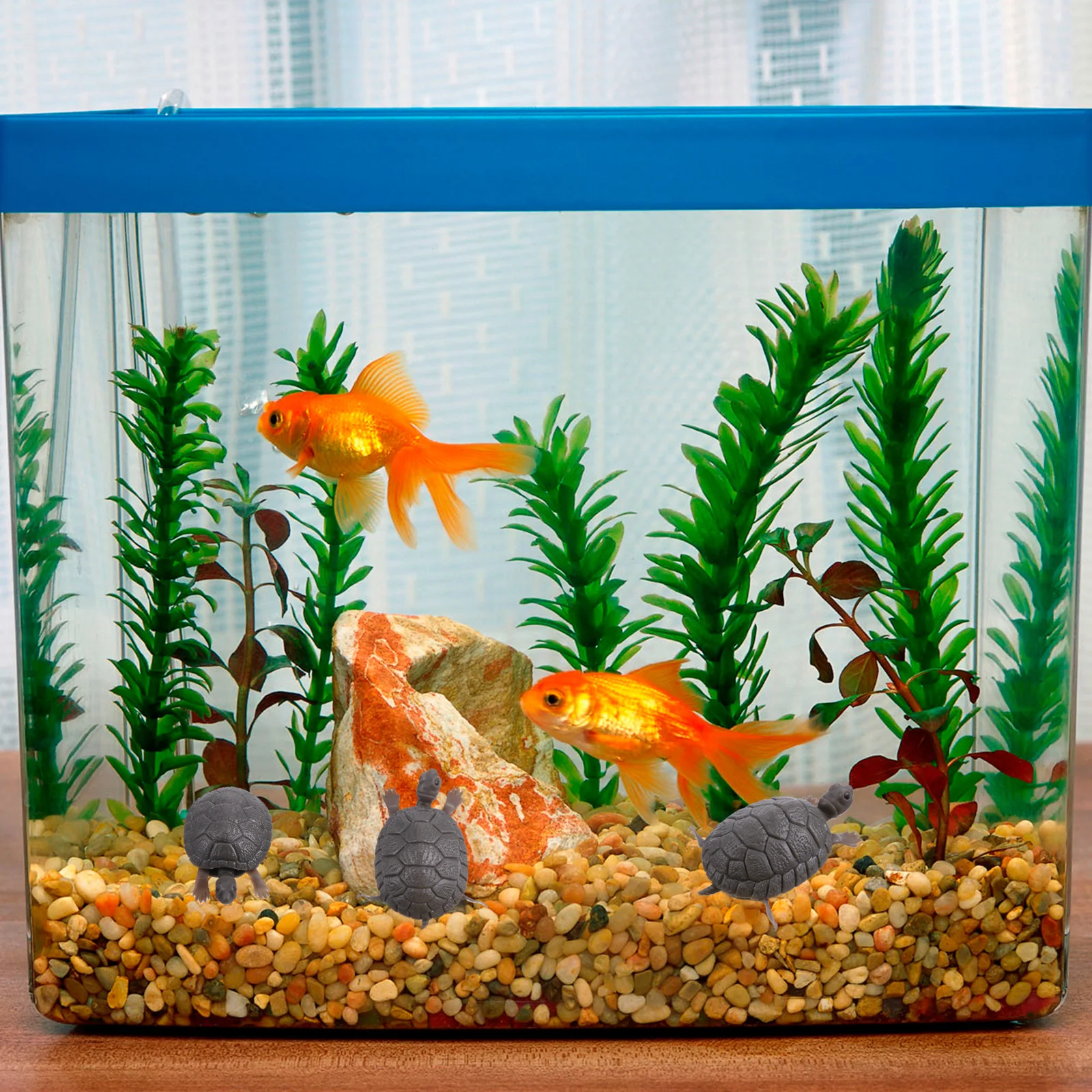 

3Pcs Plastic Fish Aquarium Turtle Flexible Realistic Simulation Decoration Fish Tank Ornament Artificial Landscape Turtle Tank