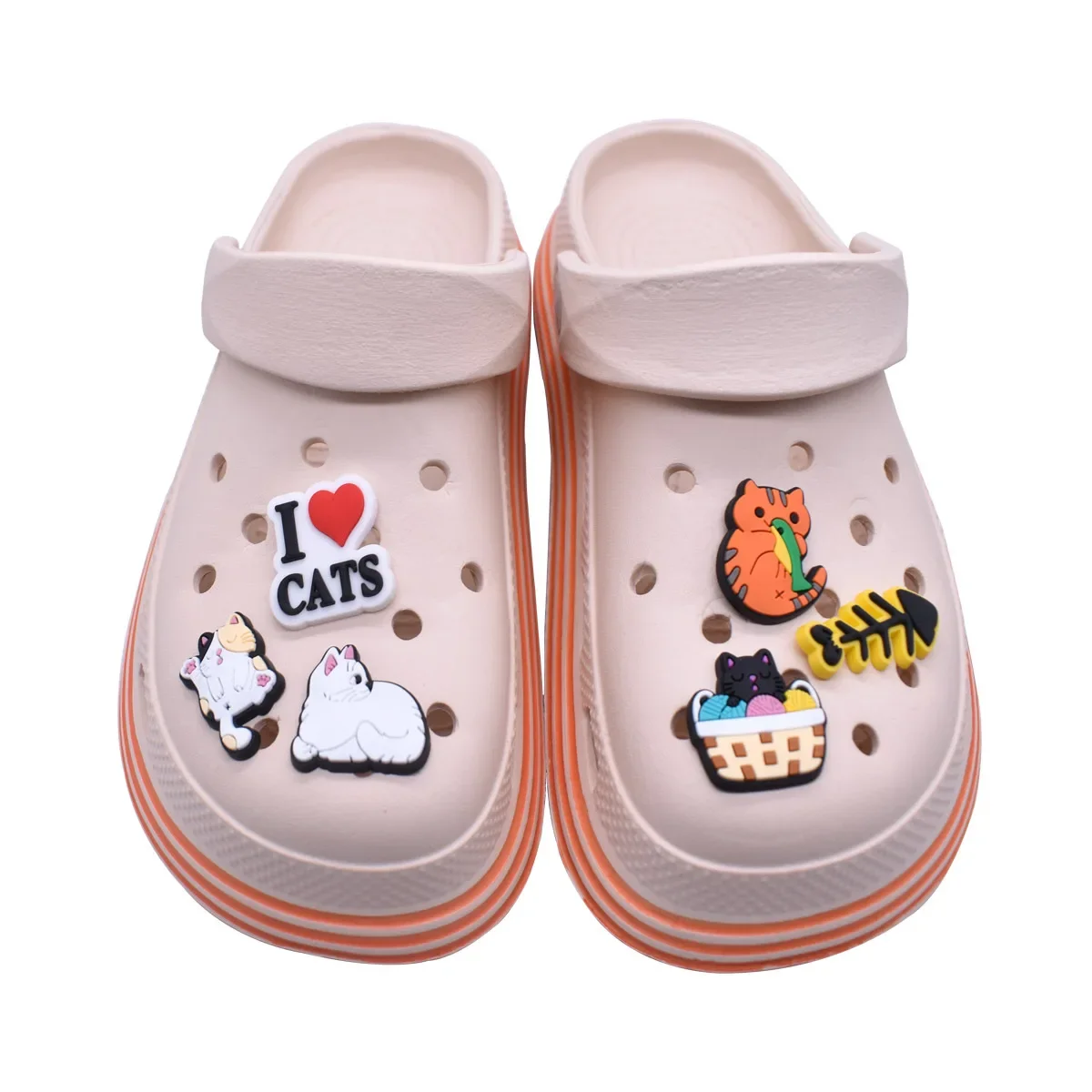 1pcs Cats Shoes Accessories Charms PVC Buckle Cartoon Cat Shoe DIY Garden Animals Sneakers Decoration for  Woman Kids Gift Sets