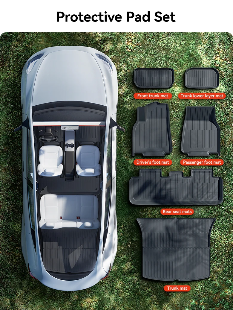 YZ TPE Auto-Fußmatten für Tesla Model Y Juniper 2025 2026 Kofferraum-Mattenset Vier Jahreszeiten Wasserdicht Rutschfest Kofferraummatte – Detail 13