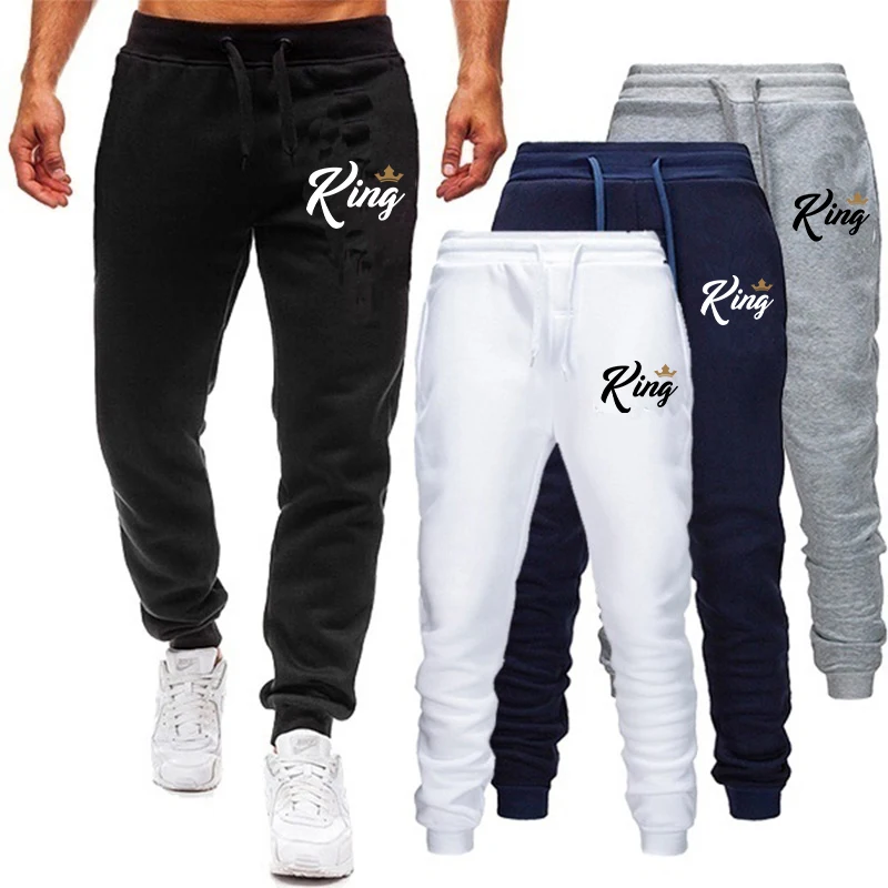 

2022 Men Sweatpant Spring KING Print Series Drawstring all-match Sports Pants Casual Simple Loose Sports Jogging Pants