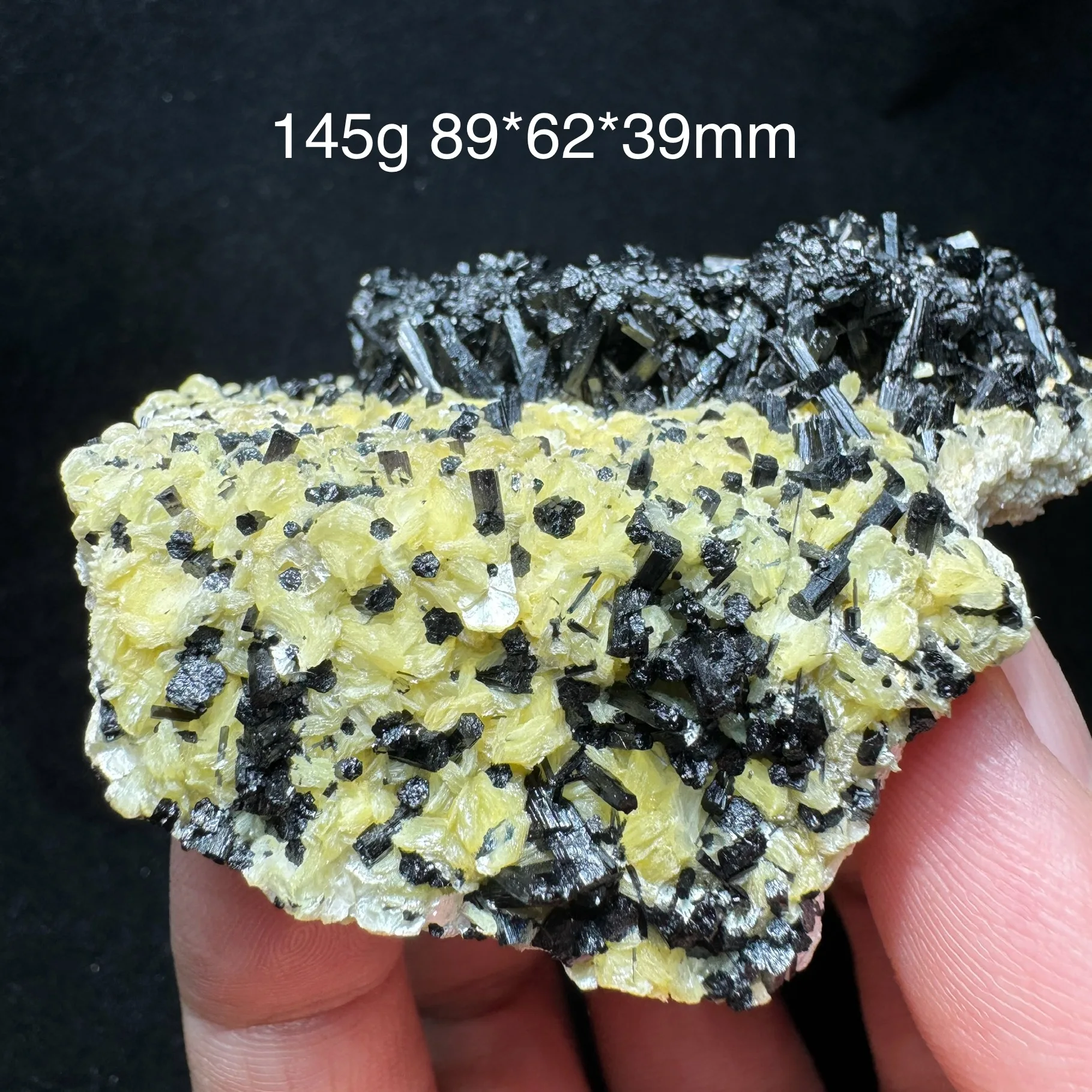 145g Natural Namibia Black Tourmaline Cluster With Mica Feldspar Mineral Specimen Home Decor