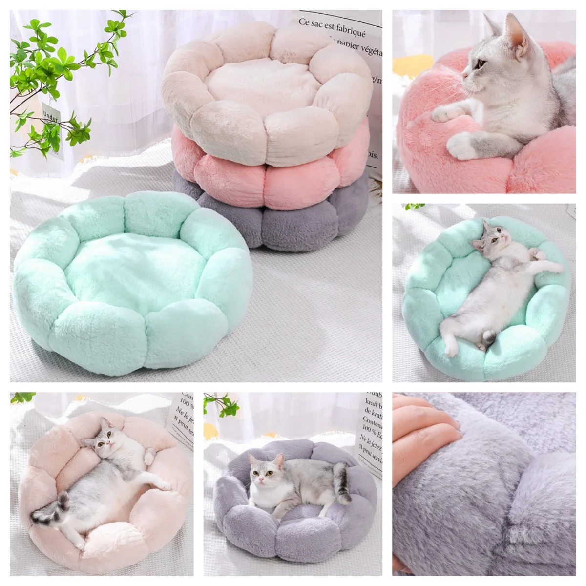 Comfortable Sleep Pet Bed Unique Flower-Shaped for Indoor and Outdoor Use Dog Mat  Dog Beds for Large Dogs