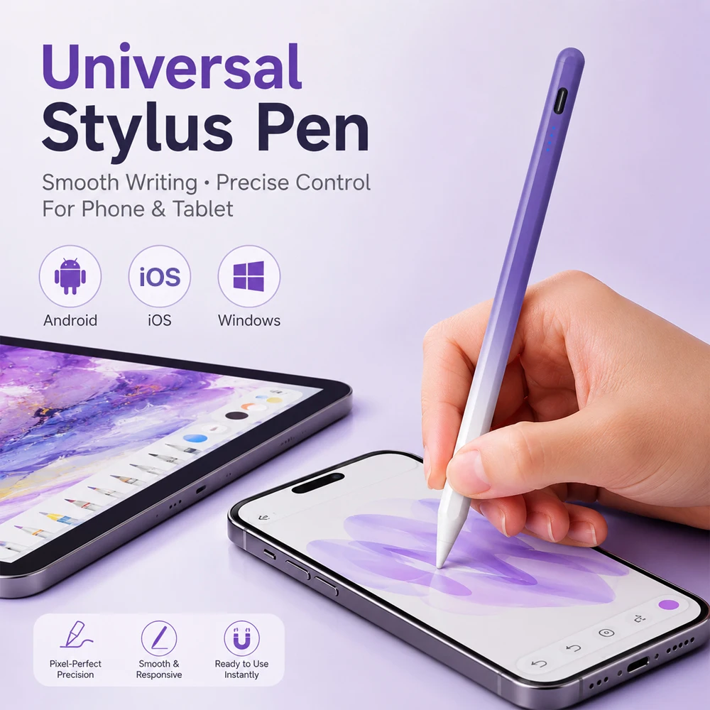Universal Stylus Pen for Touch Screens, Capacitive Touch Pencil for iPad iPhone Android Samsung Tablet Phone Writing Drawing