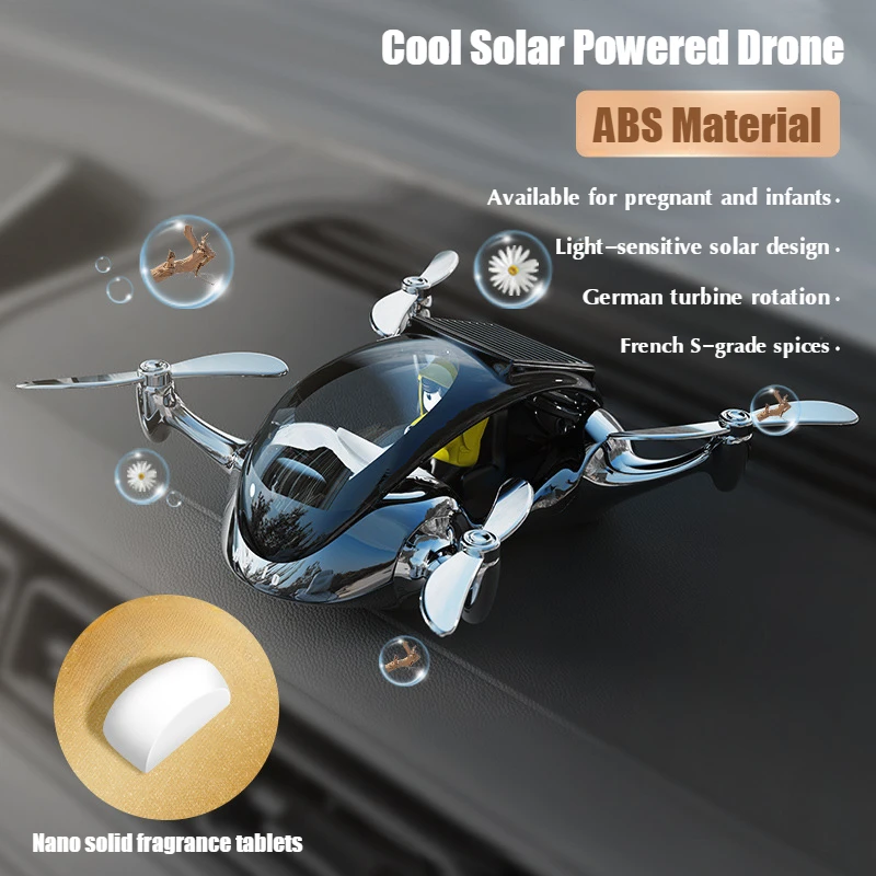 

New Solar Car Ornament Four-wing Drone Animal Doll Toys with Aromatherapy Tablets Car Accessories Home Interior Decoration