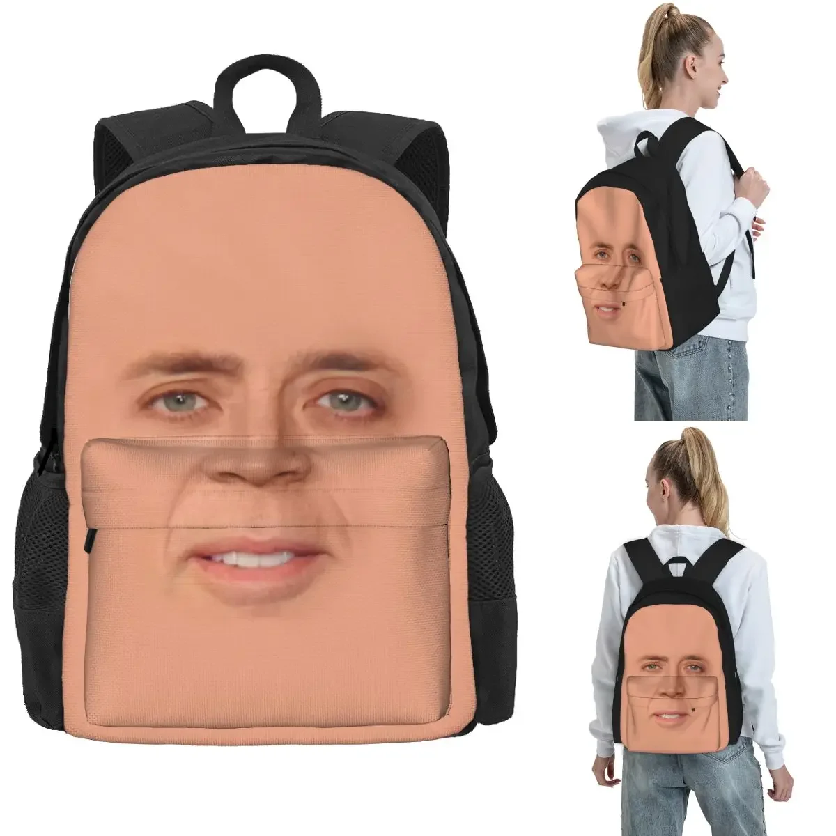 Nicolas Cage - Face Backpack Hot Sale Daypack Large Capacity Boys Girls BookBag School Bag Shoulder Bags for Men Women