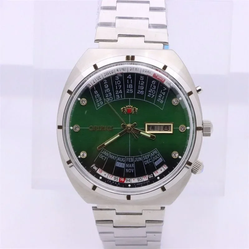 

9898 Store Automatic Mechanical Unisex Watch Orient Rotating Large Dial Fully Functional Stainless Steel Japanese Movement