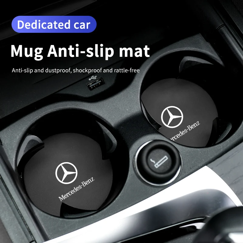 Leather Car Coaster Water Cup Holder Anti-Slip Mat Accessories For Benz CLK GLC W212 C200 C300 W203 W204 W205 W169 W176 GLC