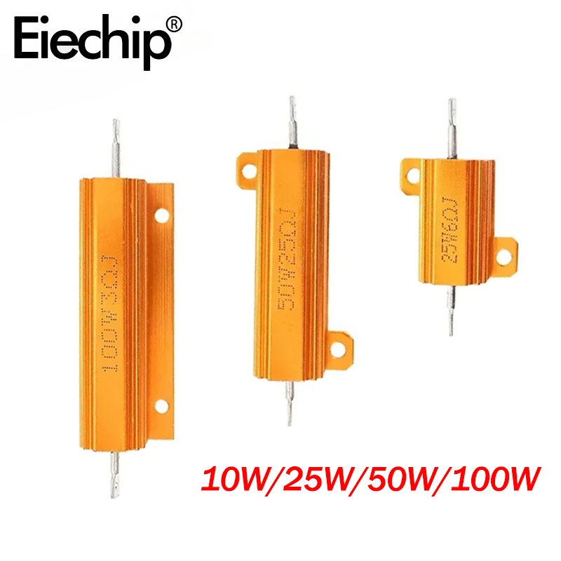 1PCS 10W 25W 50W 100W Aluminum Power Metal Shell Case Wirewound Resistor 1 0.33 6 8 10 20 100 1K ohm electronic components