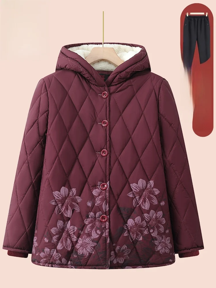 

Утепленная зимняя хлопковая куртка для женщин 80+ лет, модное пальто с капюшоном для поздней зимы