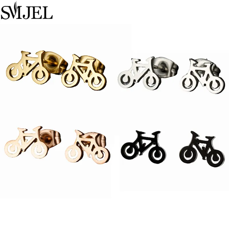 Tiny Bike Fahrrad-Ohrringe für Männer und Frauen, modische goldfarbene Fitness-Sport-Ohrstecker, Piercing-Ohrschmuck, Geschenke für beste Freunde