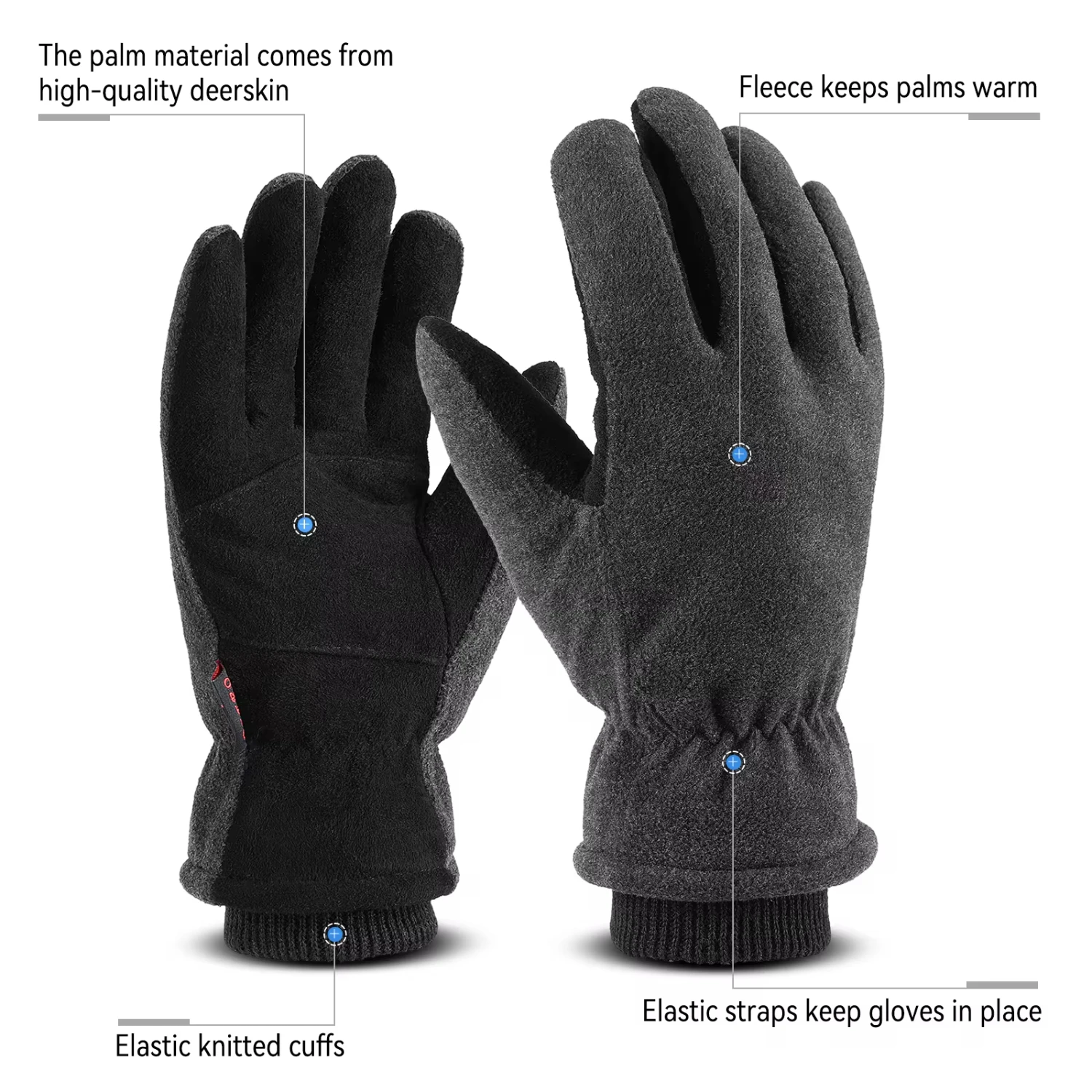 New OZERO Winter Gloves -30°F Cold Proof Deerskin Suede Leather Insulated Water-Resistant Windproof Thermal Glove  Driving Hiki