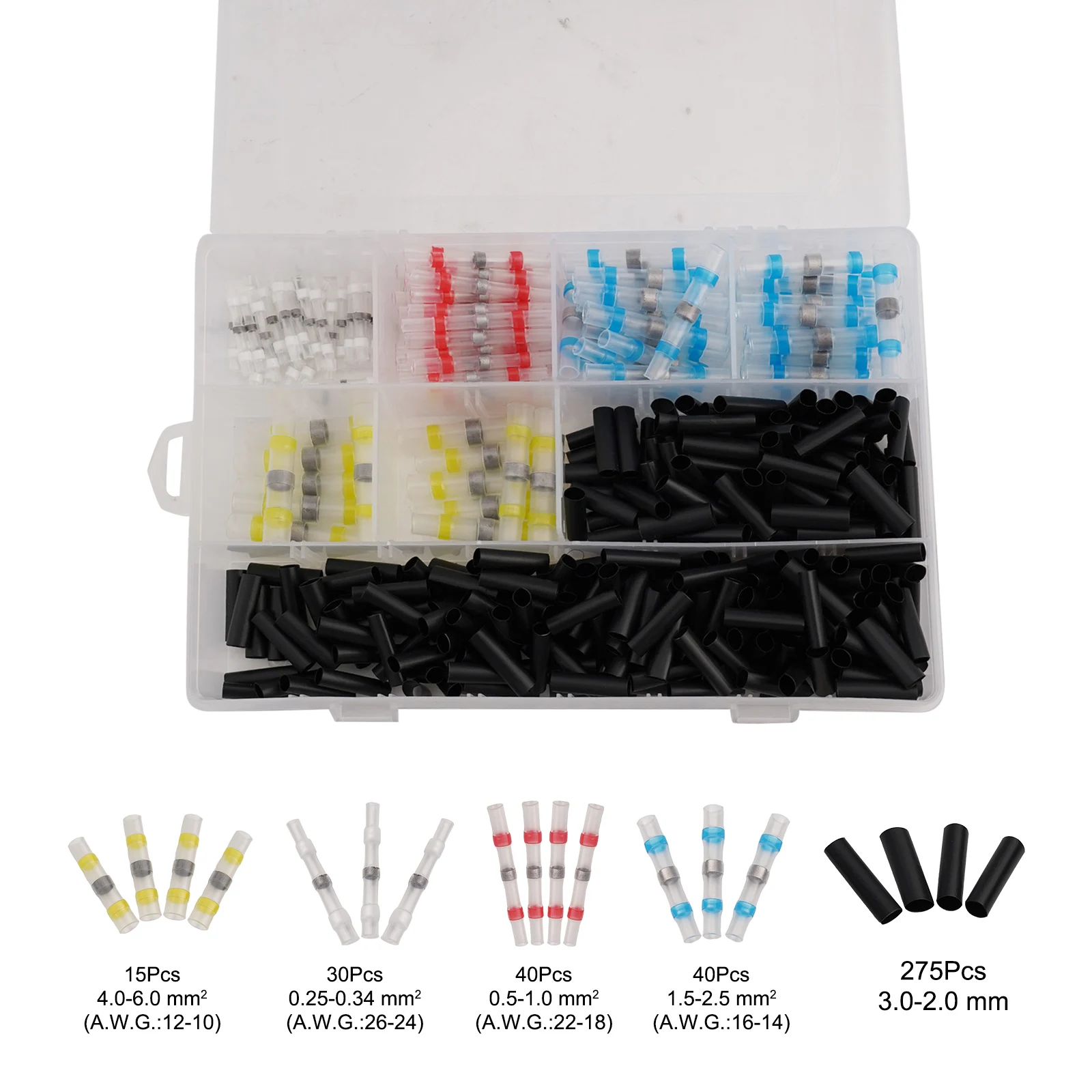 400PCS Crimp Connectors Wire Connector Solder Seal Sleeve Heat Shrink Butt Terminal Waterproof Kit For Sealing, Strain Relief