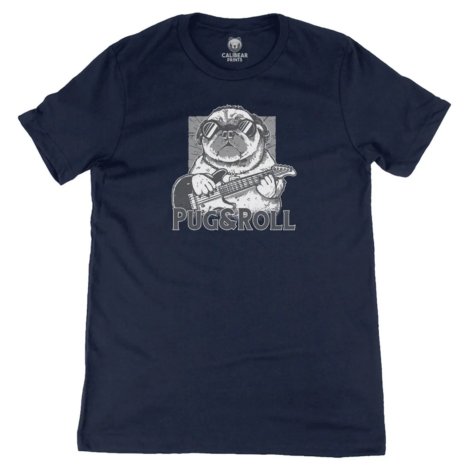 Pug and Roll - Cool Pug Rocking Musical Graphic T-Shirt Unisex 100% Cotton Tee