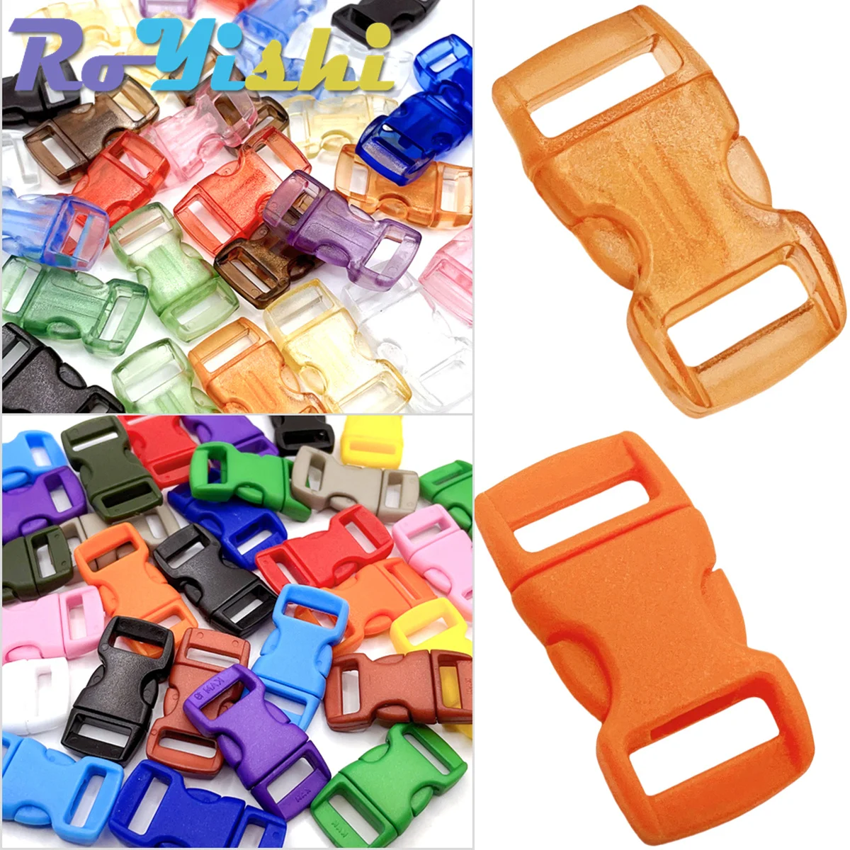 30 Pcs/Pack 10mm Side Release Buckle Curved Parachute 550 Paracord Bracelet Clip Cat Collar Strap Webbing Backpack DIY Accessori