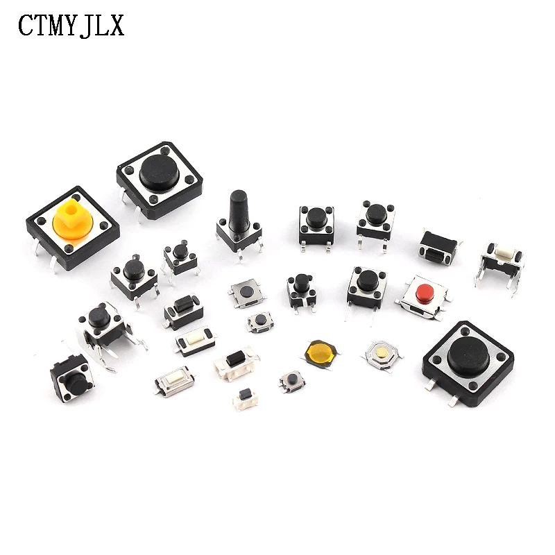 125pcs Switches Assorted Micro Push Button Tact Switch Reset Mini Micro Leaf Switch SMD DIP 2*4 3*6 4*4 6*6 diy kit 25Types/lot