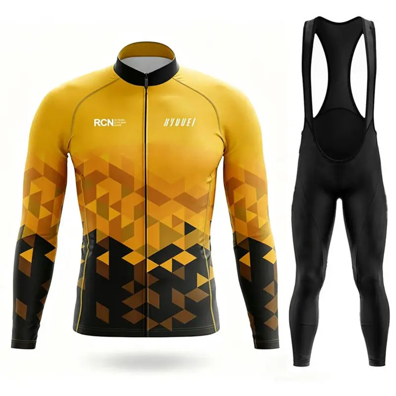 Conjunto de Jersey y Pantalones de Ciclismo Rvouei Team para Otoño, Ropa Ciclismo, Ropa para Bicicleta de Montaña, Traje de Ciclismo de Carretera para Hombre, Manga Larga