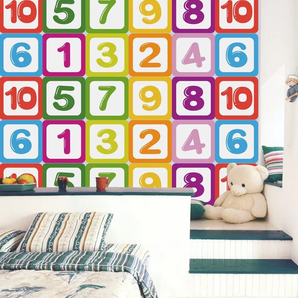 Multicolor Hopscotch Floor Stickers Parent-Unisex Self-adhesive Lattice Number Game Decals Removable 10/15/20cm