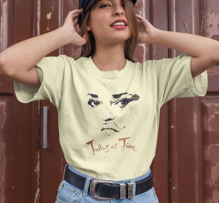 Zu and Zhan "T-shirt Truffaut movie French New Wave souvenir 60s classic movie T   Unisex pure cotton four season base shirt