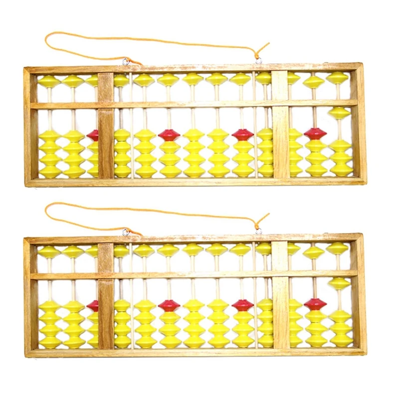 

2X Chinese Abacus 13 Column Wood Hanger Big Size Non-Slip Abacus Chinese Soroban Tool 58Cm