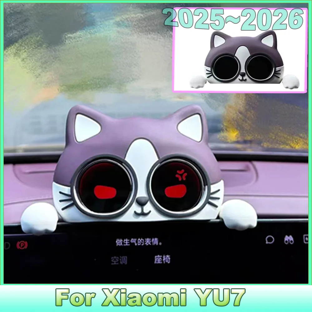 For Xiaomi YU7 2025 2026 Car Dashboard Cartoon Cat Decor Hat Cute Screen Ornament Creative Interior Trim Parts