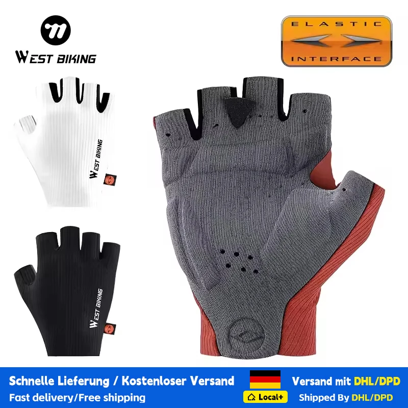 WEST BIKING AERO Fahrradhandschuhe Italien Elastic Interface ®   Ultra Palm 200kg/m³ stoßfeste Fahrradzubehör-Fingerlose Handschuhe MTB