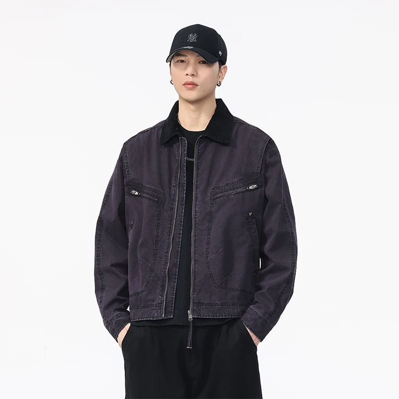 

Luxury Turn-down Collar Jackets for Men High Quality Casual All-match Male Clothes Solid Color Comfortable Outerwear Fashion New