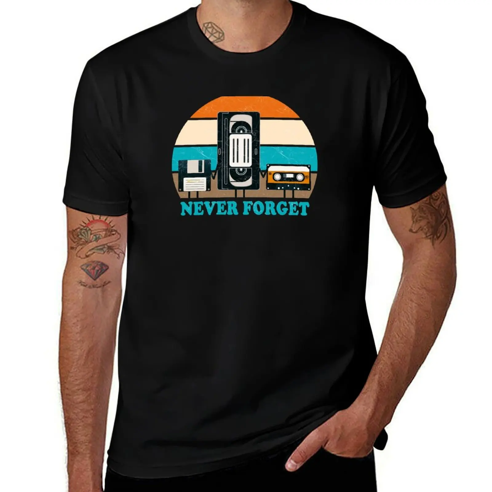 

Never Forget - VHS, Cassette, Floppy Disc - Old School Retro T-Shirt t shirts for man cotton soft anime t shirts for man T-shirt