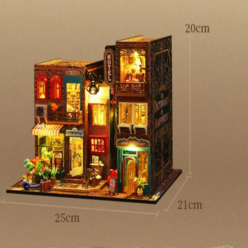 Suporte para livros OUZEY Seaside Village, faça você mesmo de madeira 3D com luzes, decoração náutica para adolescentes