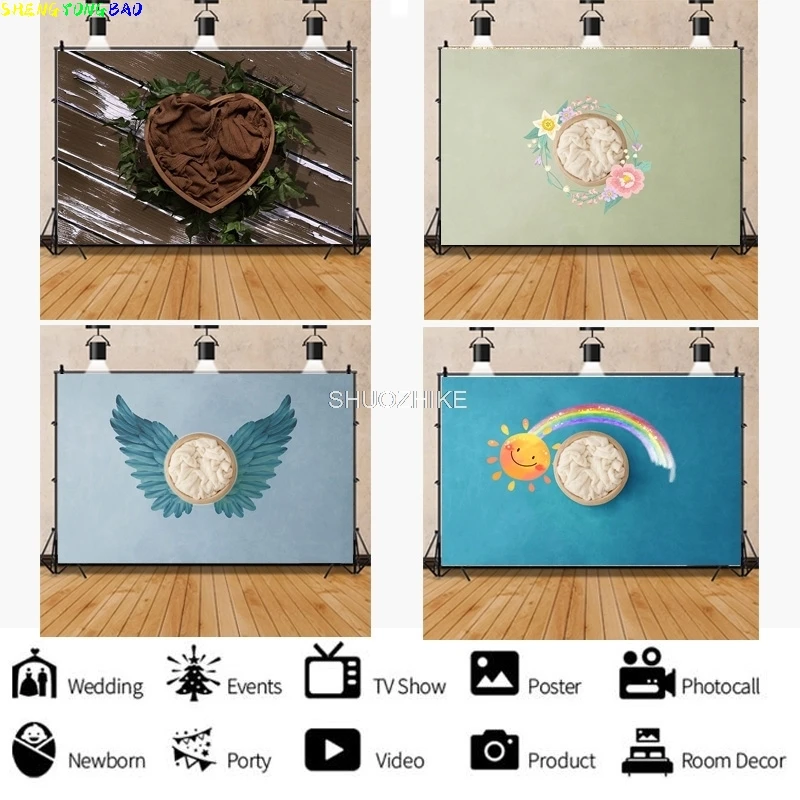 

Neonatal Portrait Photography Background Flowers Swing Birthday Art Background Baby Photo Gallery Props LET-02