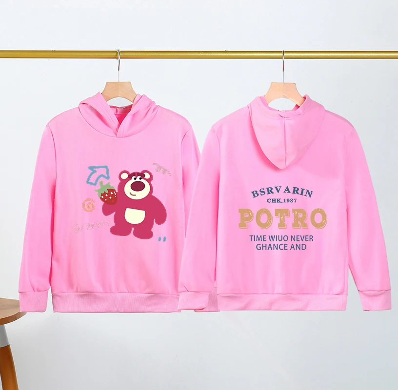 

Strawberry Bear Kids Spring and Autumn Hoodie Top for Boys and Girls Aged 7-13 Casual Fashion Outdoor Sports Hoodie