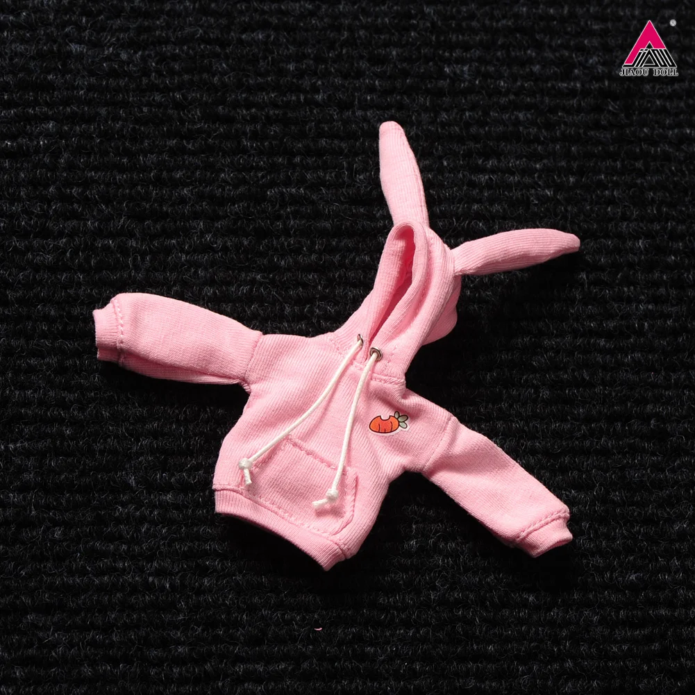 1/12 escala meninas adorável rosa orelhas de coelho hoodies roupas superiores modelo caber 6 ''feminino soldado figura ação corpo bonecas acessório