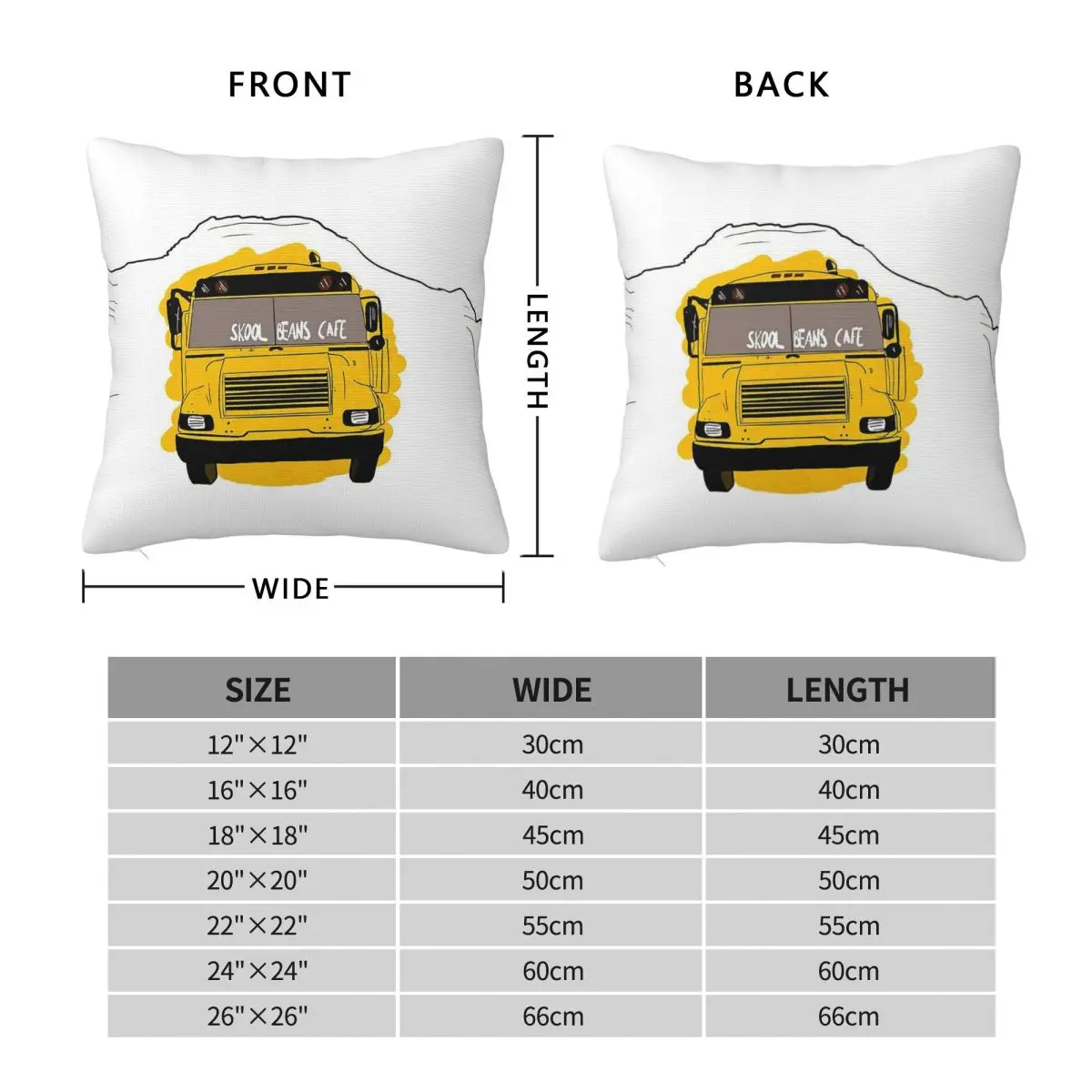 School Bus Iceland Square Pillowcase Polyester Linen Velvet Printed Zip Decorative Pillow Case Sofa Seater