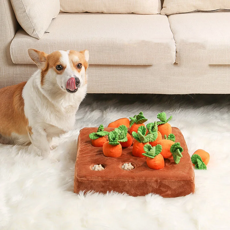 Dog Toys Plush Carrot Snuffle Mat Pet Vegetable Chew Toy Innovative Hide Food Pull Radish Improve Eating Habits Interactive Toys