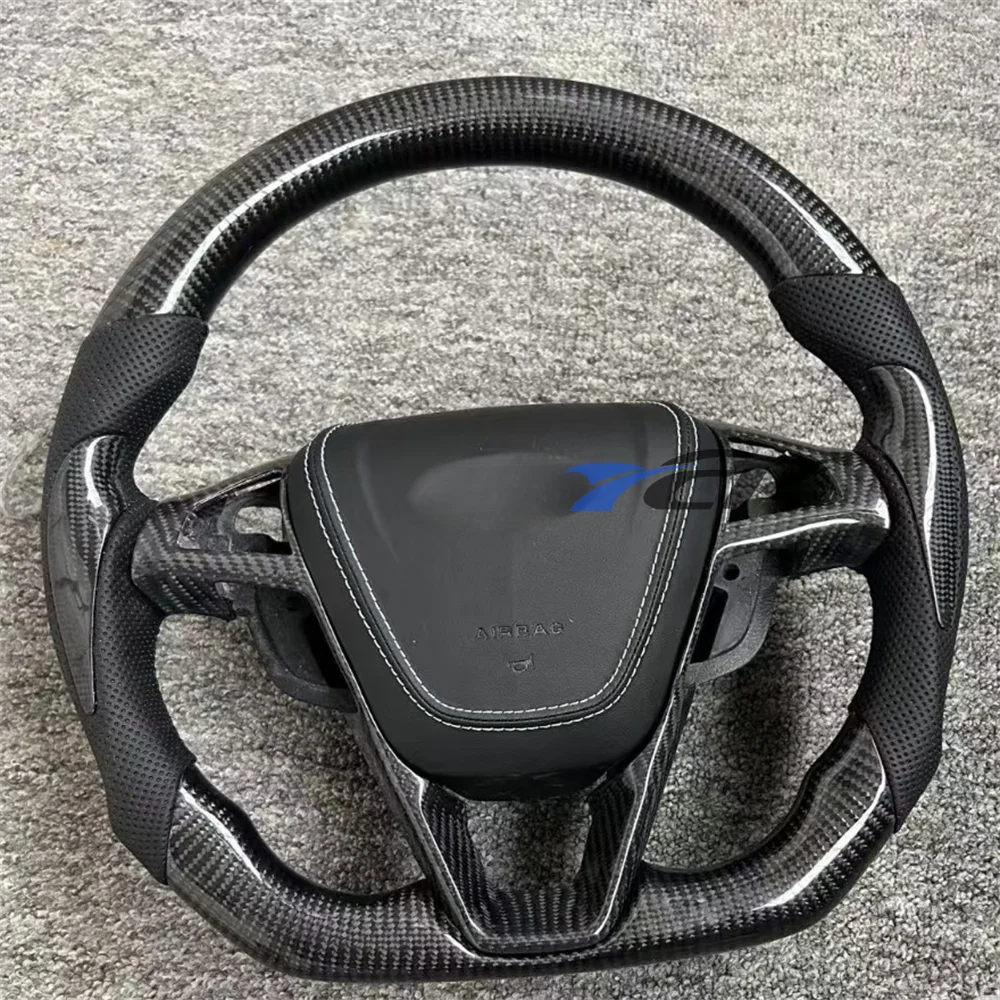 

Customized Black Carbon Fiber Black Leather Steering Wheel For 2015 2016 2017 2018 Ford Focus car accessories