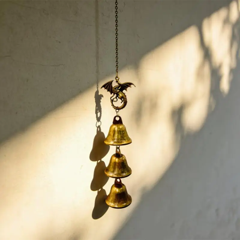 [MOA]1Pc Metal Bell, With A Flying Dragon Design, A Symbol Of Luck And Protection, Suitable For Hanging At The Door, Hallway