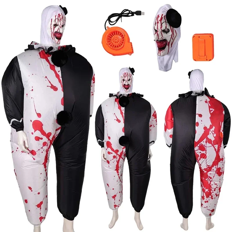 HD2S Fantasia Terrifier Art Clown Cosplay Inflatable Horror Movie Disfraz Costume Adult Men Halloween Carnival Party Cl view 2