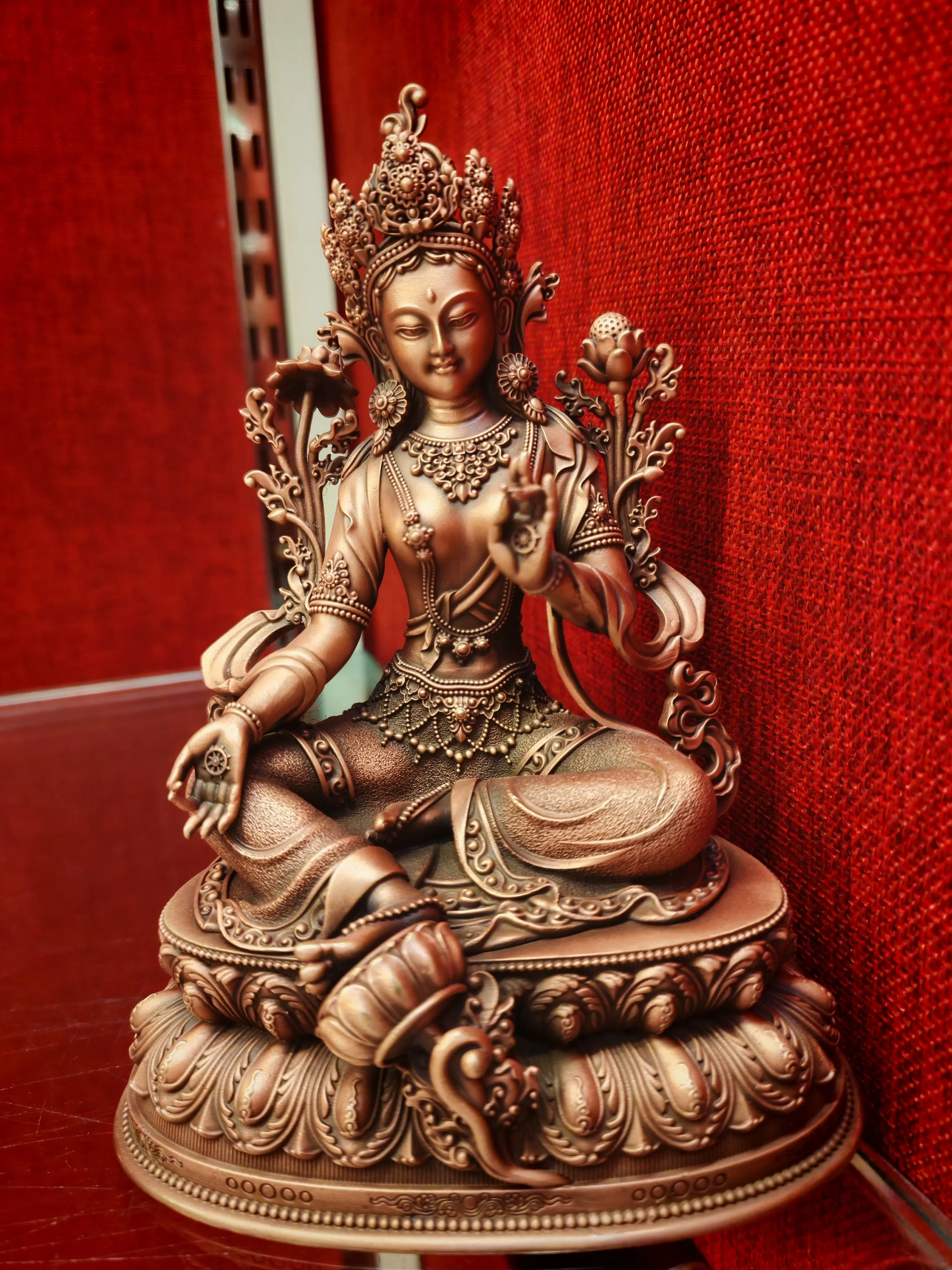 Green Tara height 5 inches pure copper fine craftsmanship 15 cm