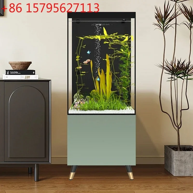 Small square tank bottom cabinet back filter ultra-white glass goldfish tank aquarium floor