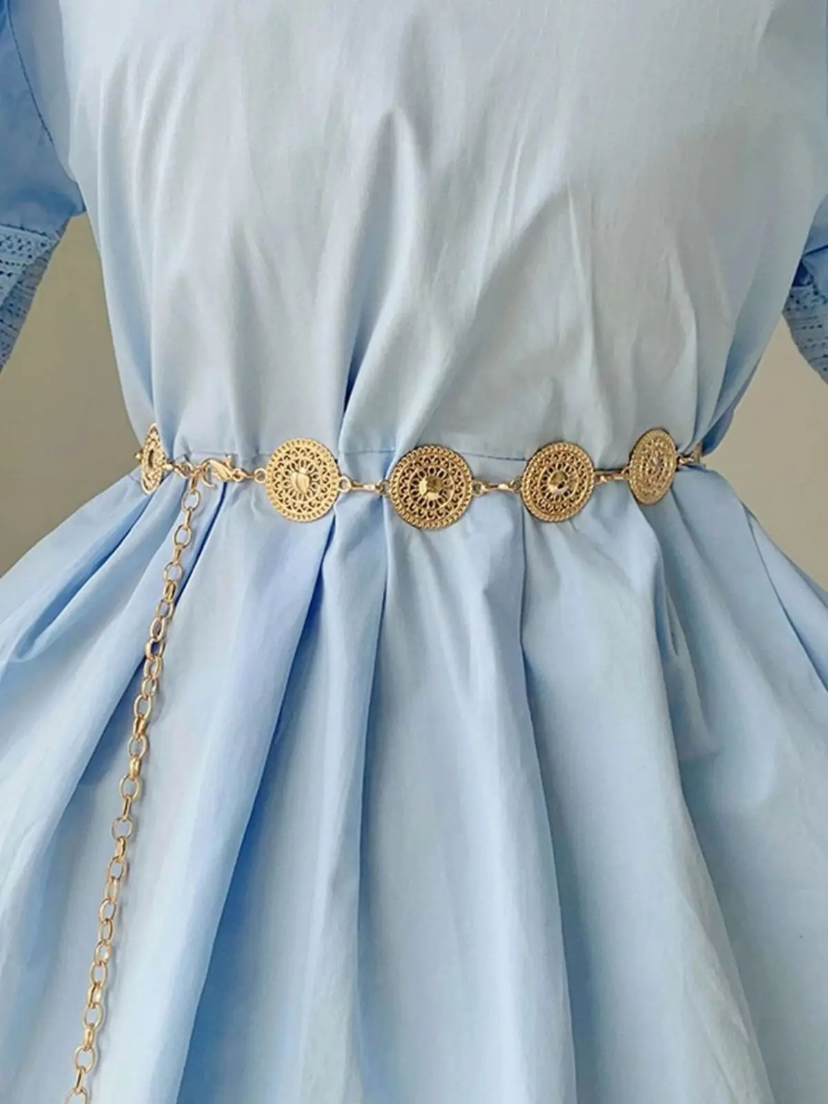 Damski łańcuszek w talii w kształcie koła w stylu steampunk dla kobiet, designerski pasek ze stopu do sukienki, elegancki i modny Boho — zdjęcie 3
