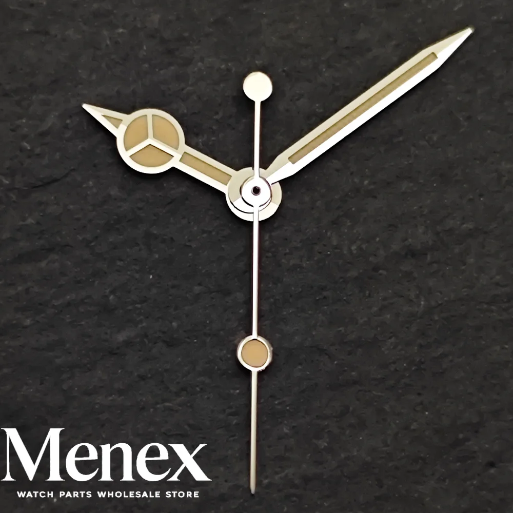 Menex Peace Symbol Watch Hands Set, Green Luminous 3-Piece Sword, Fit NH35 NH36 ETA 2824 2836 ST2130 Miyota 8215 DG Parts