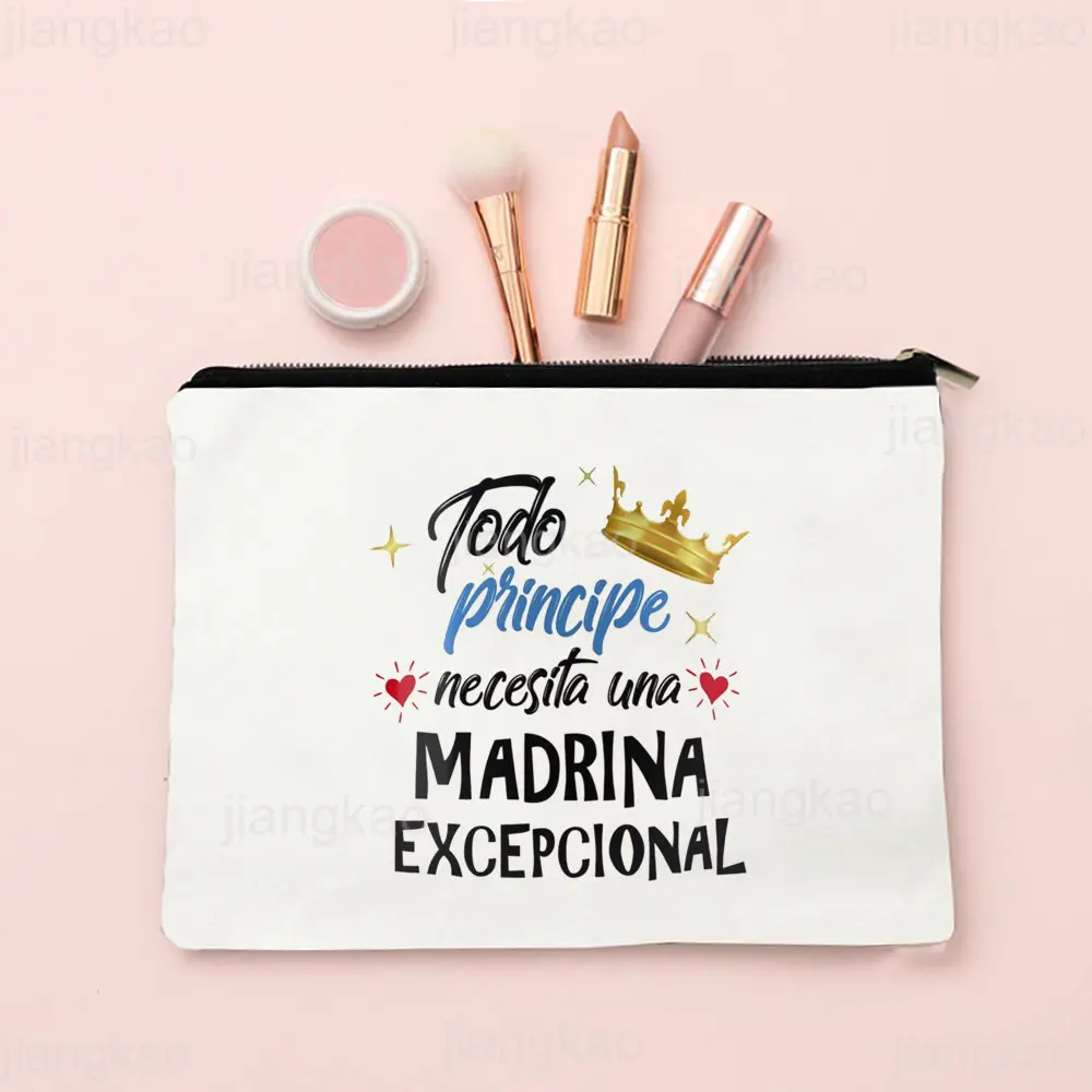 Best Godmother In World Print Make Up Bag Women Travel Neceser Cosmetic Bag Travel Toiletry Organizer Zipper Pouch Madrina Gifts