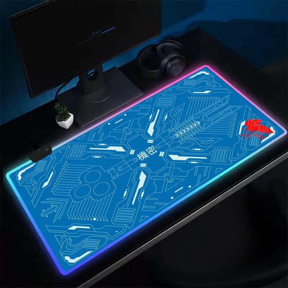 EVA Unit-01 Mouse Pad Anime Gaming Mouse Pad LED Table Pads Backlit Rubber Desktop XXL RGB Desk Mats