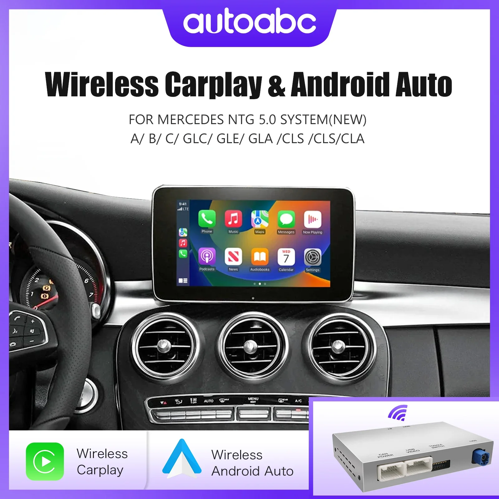 Wireless Carplay Module Android Auto Adapter for Mercedes benz NTG5.0 A B C W176 CL GLS W205 GLA GLC GLE CLA Car Play 2015-2018