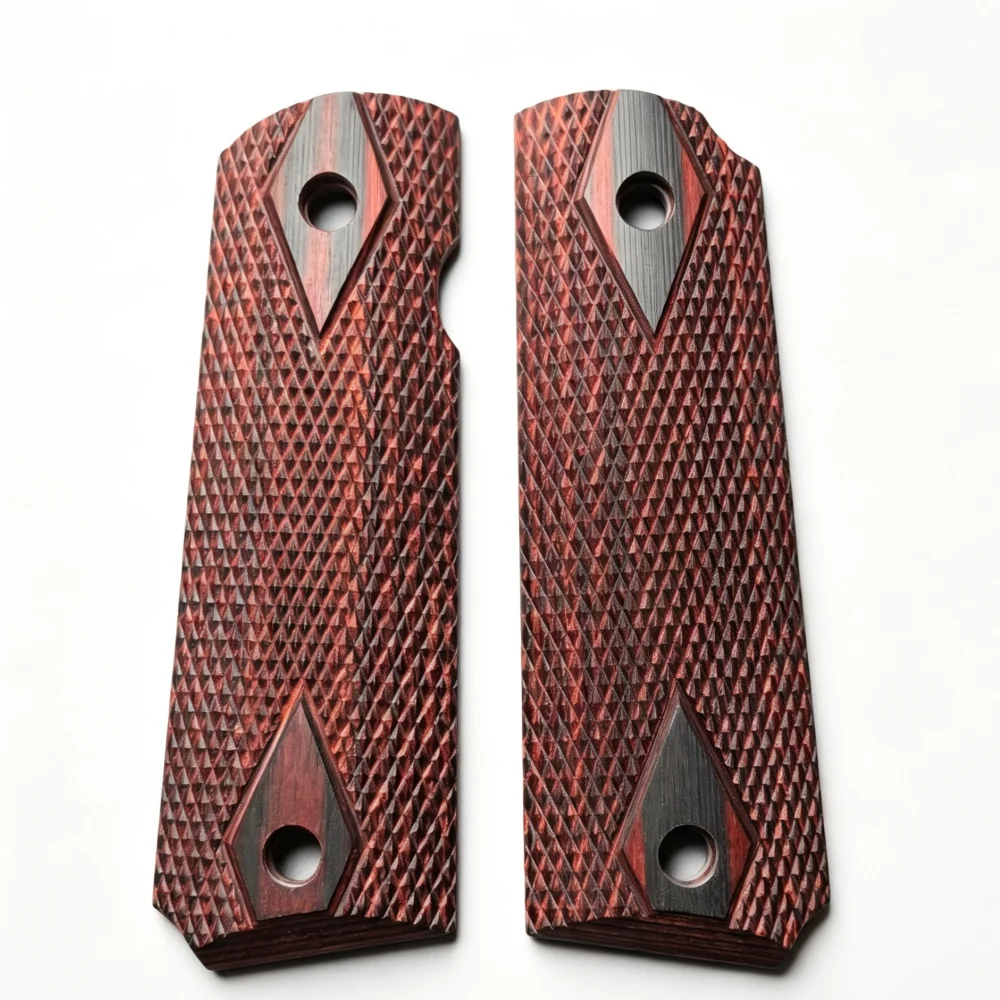 1 Pair Portable 1911 Rosewood Handle Anti-slip Grip Patches DIY Outdoor Knife Wooden Handle Decoration Materials