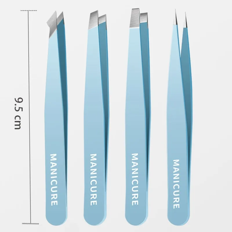 4 個の高品質眉毛ピンセットカラフルな髪美容細い毛プラーステンレス鋼斜め眉クリップ除去メイクアップツール